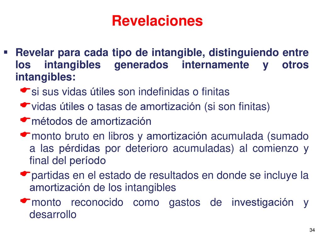 Revelaciones Revelar para cada tipo de intangible, distinguiendo entre los intangibles generados internamente y otros intangibles: