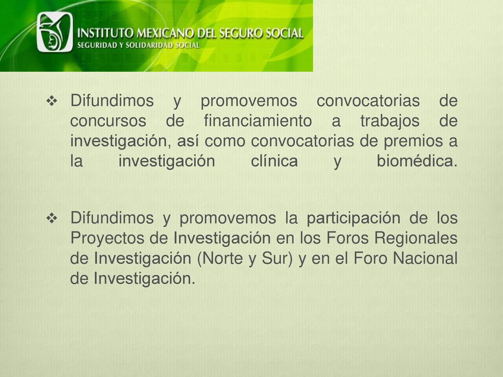 Difundimos y promovemos convocatorias de concursos de financiamiento a trabajos de investigación, así como convocatorias de premios a la investigación clínica y biomédica.