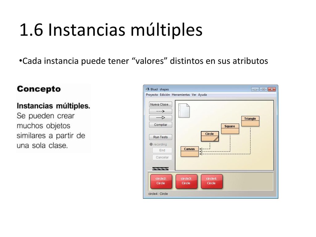 1.6 Instancias múltiples Cada instancia puede tener valores distintos en sus atributos
