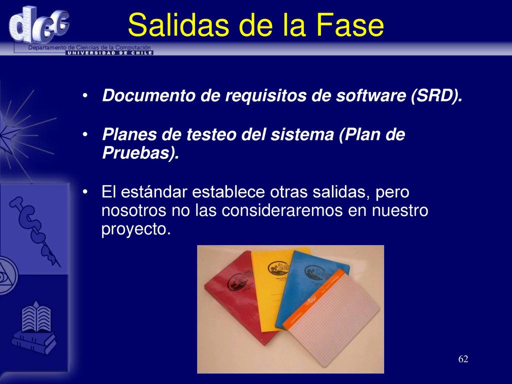 Salidas de la Fase Documento de requisitos de software (SRD).