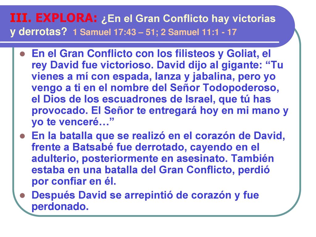III. EXPLORA: ¿En el Gran Conflicto hay victorias y derrotas