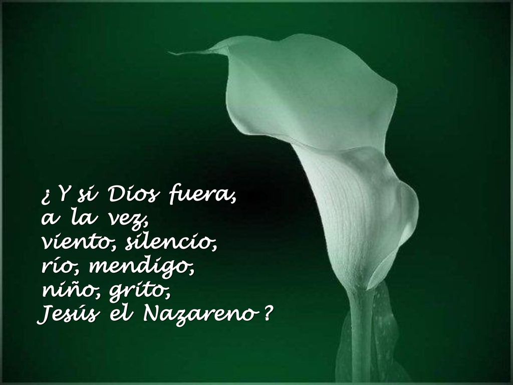 ¿ Y si Dios fuera, a la vez, viento, silencio, río, mendigo, niño, grito, Jesús el Nazareno