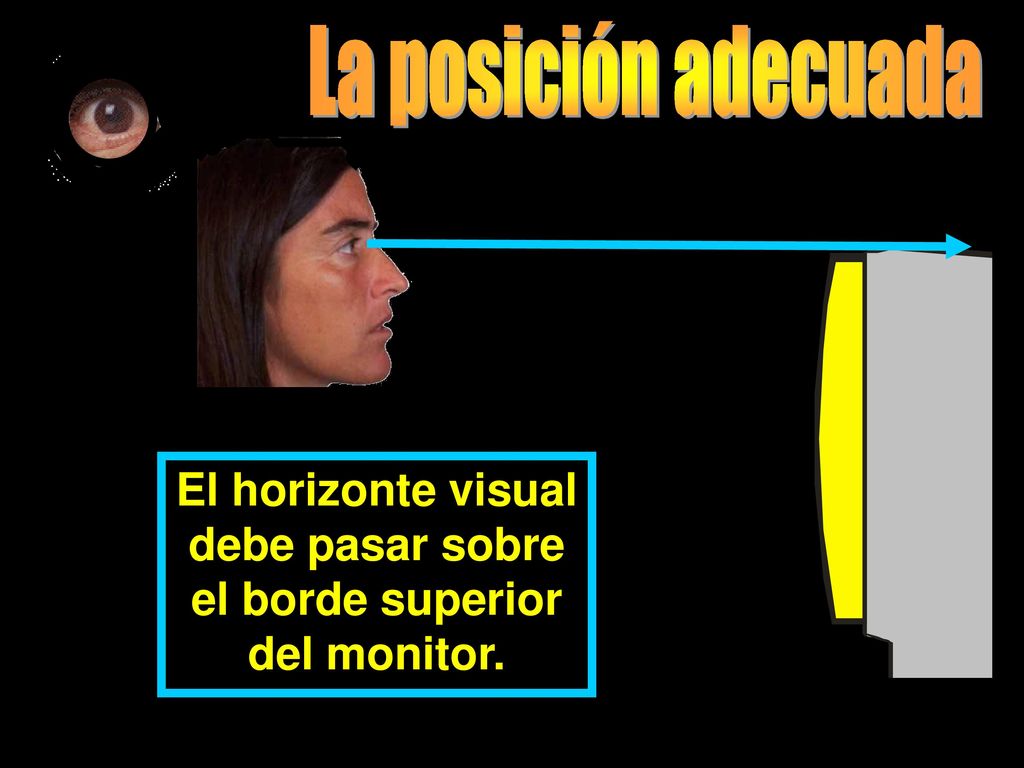 La posición adecuada El horizonte visual debe pasar sobre