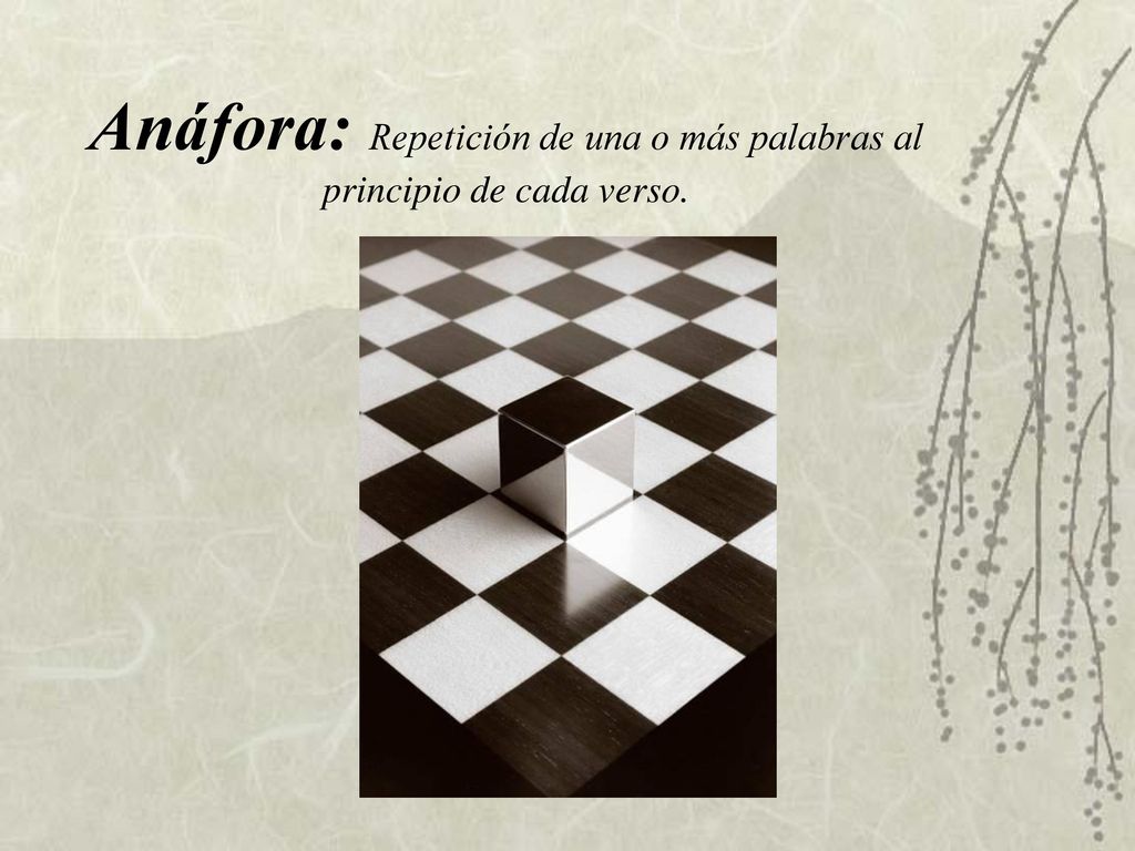 Anáfora: Repetición de una o más palabras al principio de cada verso.