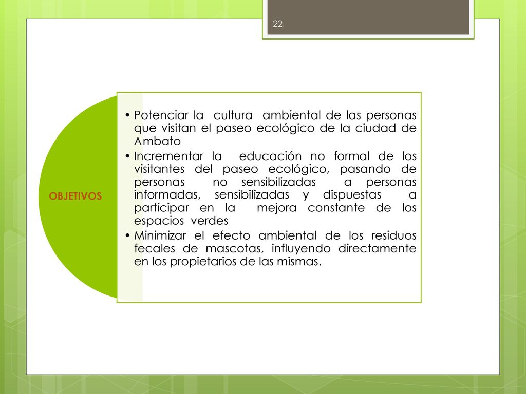 Potenciar la cultura ambiental de las personas que visitan el paseo ecológico de la ciudad de Ambato