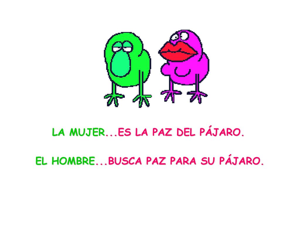 LA MUJER...ES LA PAZ DEL PÁJARO. EL HOMBRE...BUSCA PAZ PARA SU PÁJARO.
