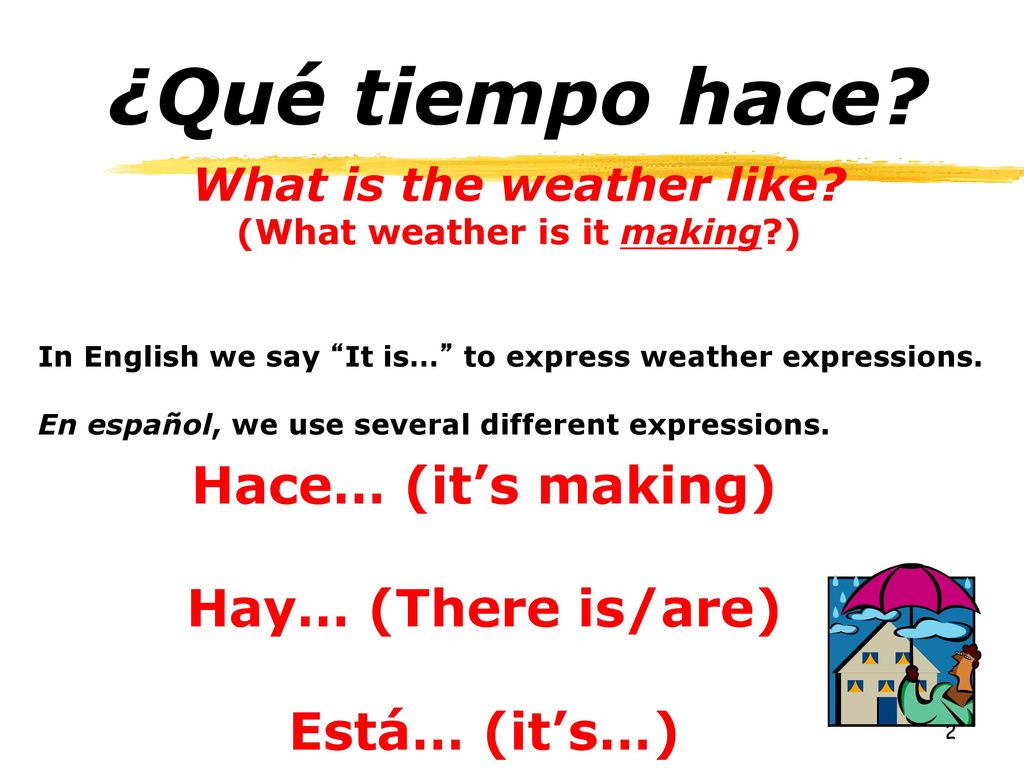 What is the weather like (What weather is it making )