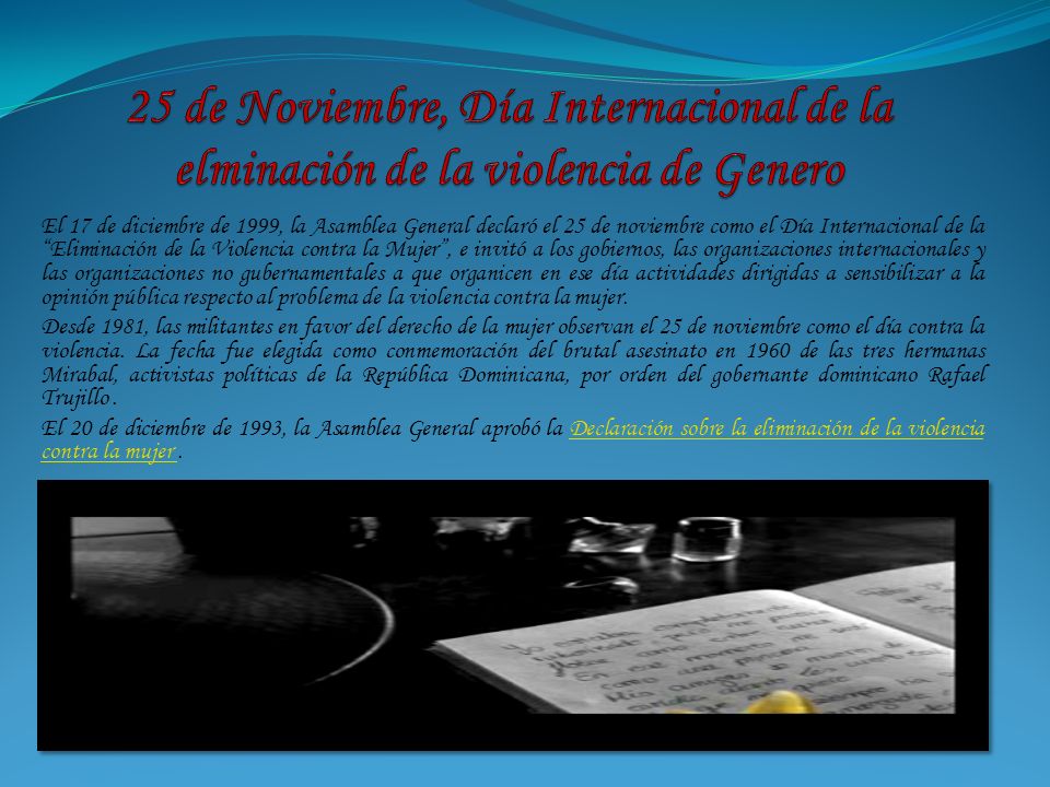25 de Noviembre, Día Internacional de la elminación de la violencia de Genero