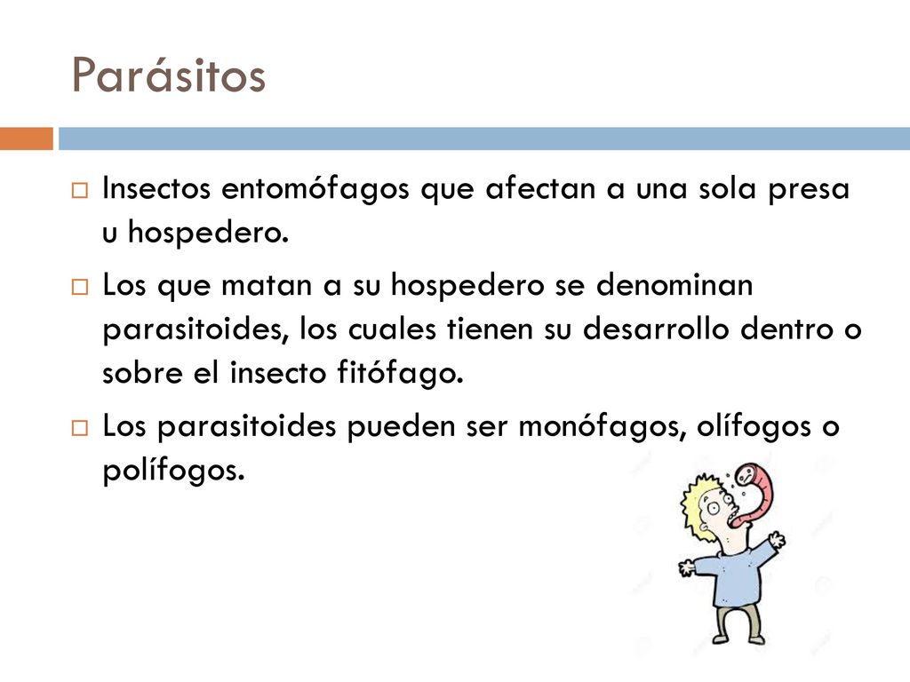 Parásitos Insectos entomófagos que afectan a una sola presa u hospedero.