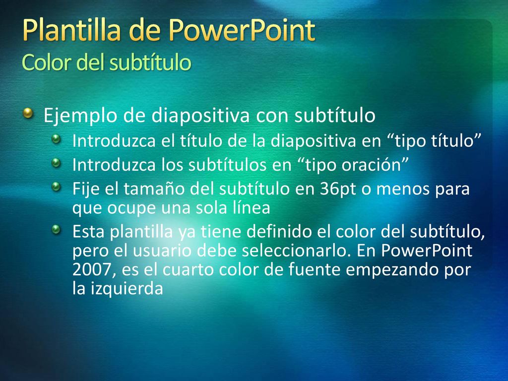 Plantilla de PowerPoint Color del subtítulo