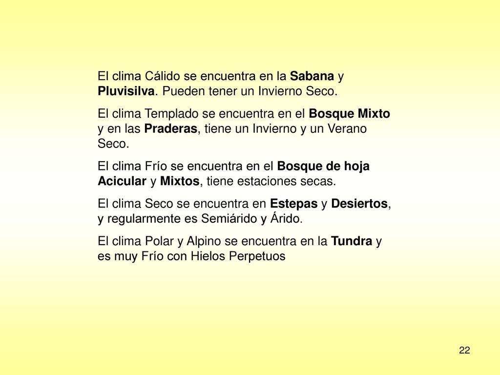 El clima Cálido se encuentra en la Sabana y Pluvisilva