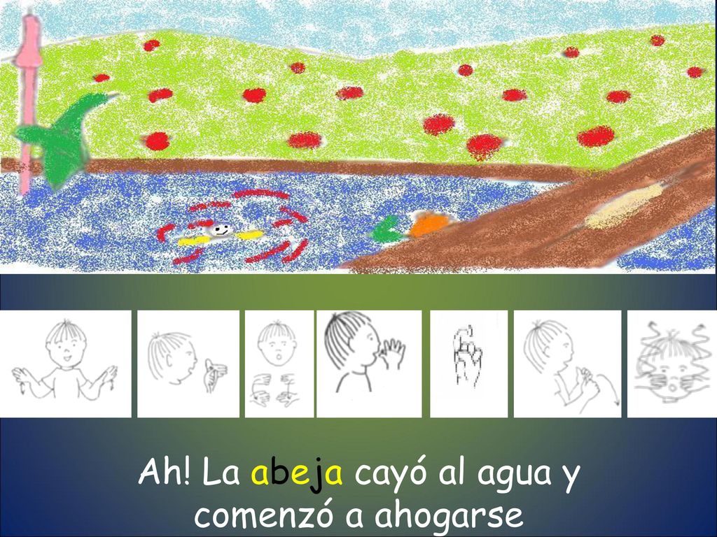 Ah! La abeja cayó al agua y comenzó a ahogarse