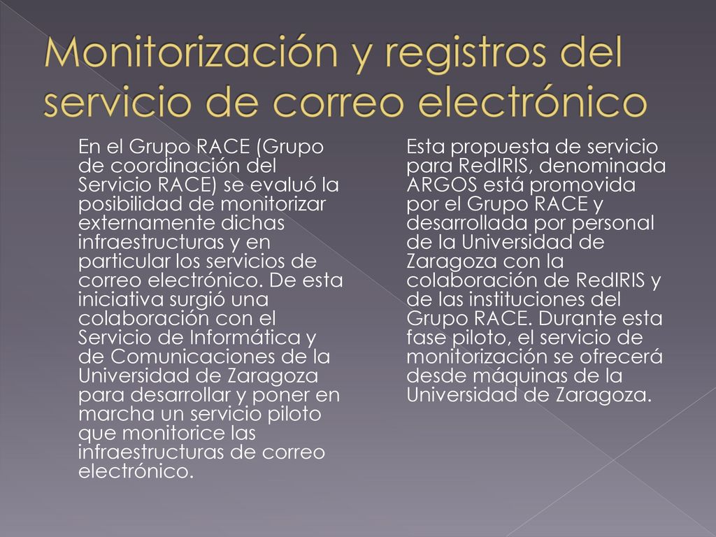 Monitorización y registros del servicio de correo electrónico