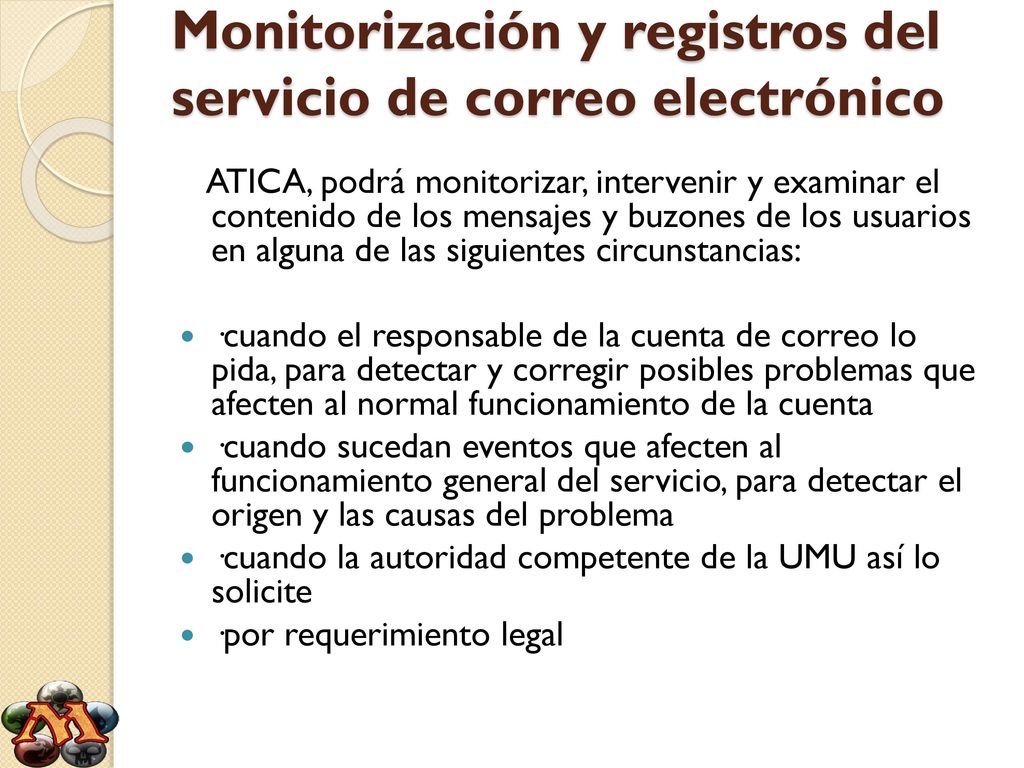 Monitorización y registros del servicio de correo electrónico