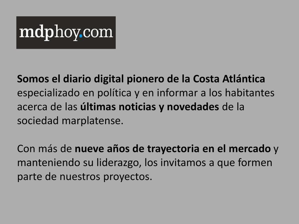 Somos el diario digital pionero de la Costa Atlántica especializado en política y en informar a los habitantes acerca de las últimas noticias y novedades de la sociedad marplatense.