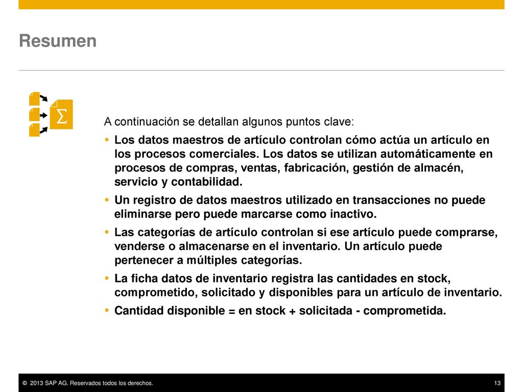 Resumen A continuación se detallan algunos puntos clave: