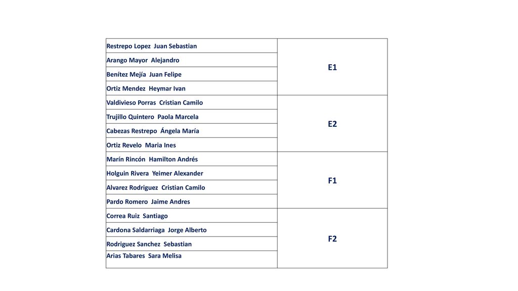 E1 E2 F1 F2 Restrepo Lopez Juan Sebastian Arango Mayor Alejandro