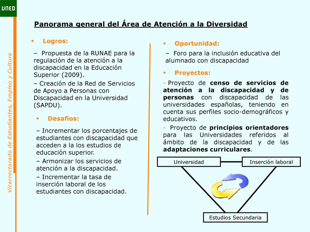 Panorama general del Área de Atención a la Diversidad