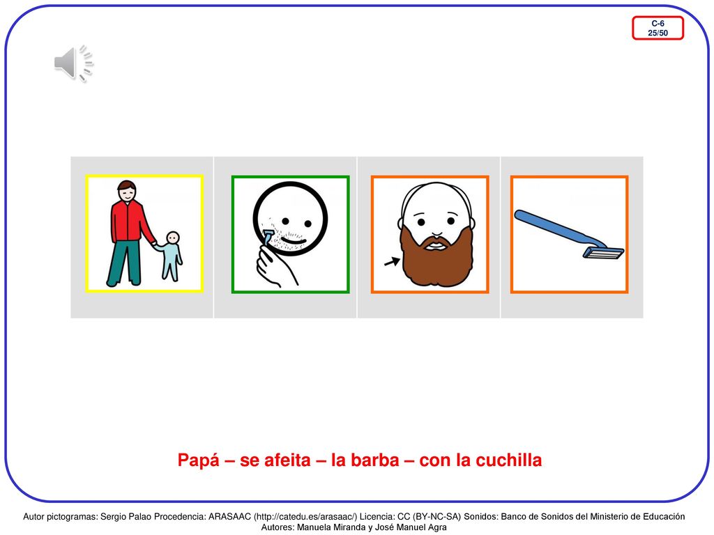 Papá – se afeita – la barba – con la cuchilla