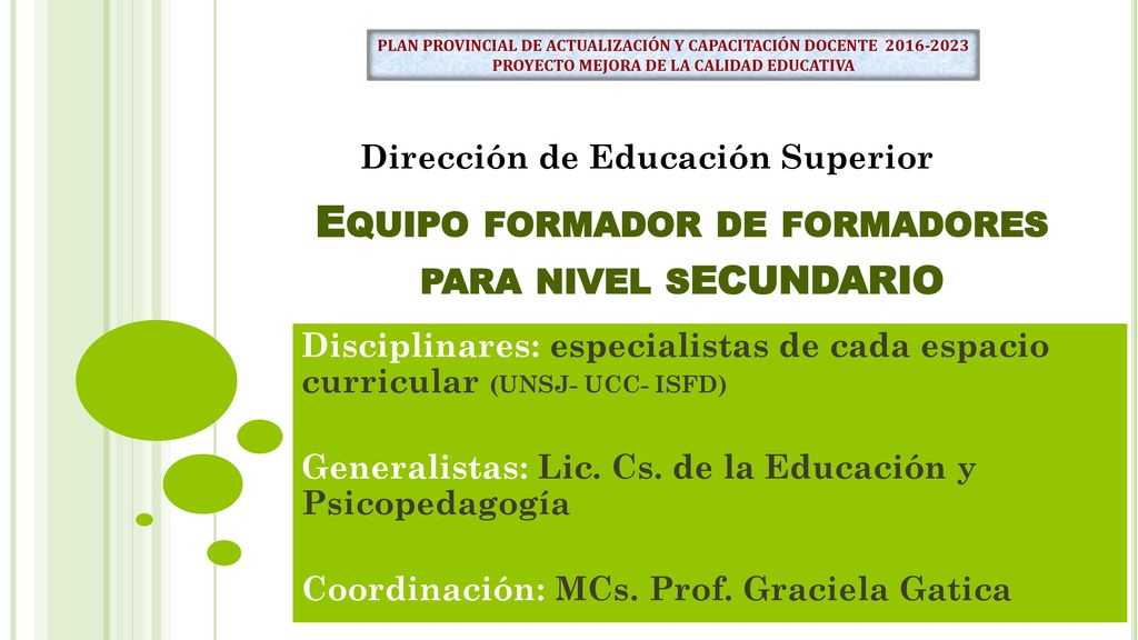 Equipo formador de formadores para nivel secundario