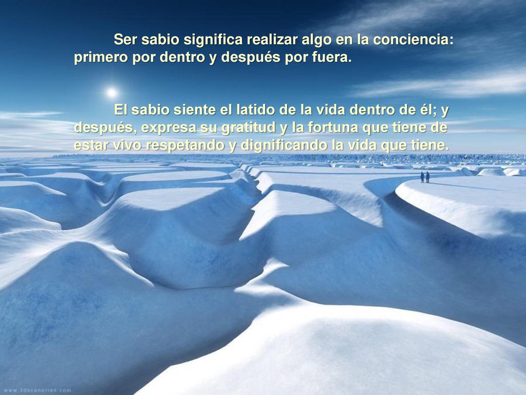 Ser sabio significa realizar algo en la conciencia: primero por dentro y después por fuera.