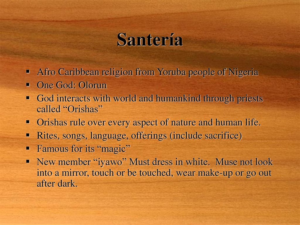 Santería Afro Caribbean religion from Yoruba people of Nigeria
