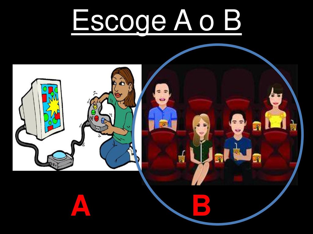 Escoge A o B Tú ves una película en el cine. A B