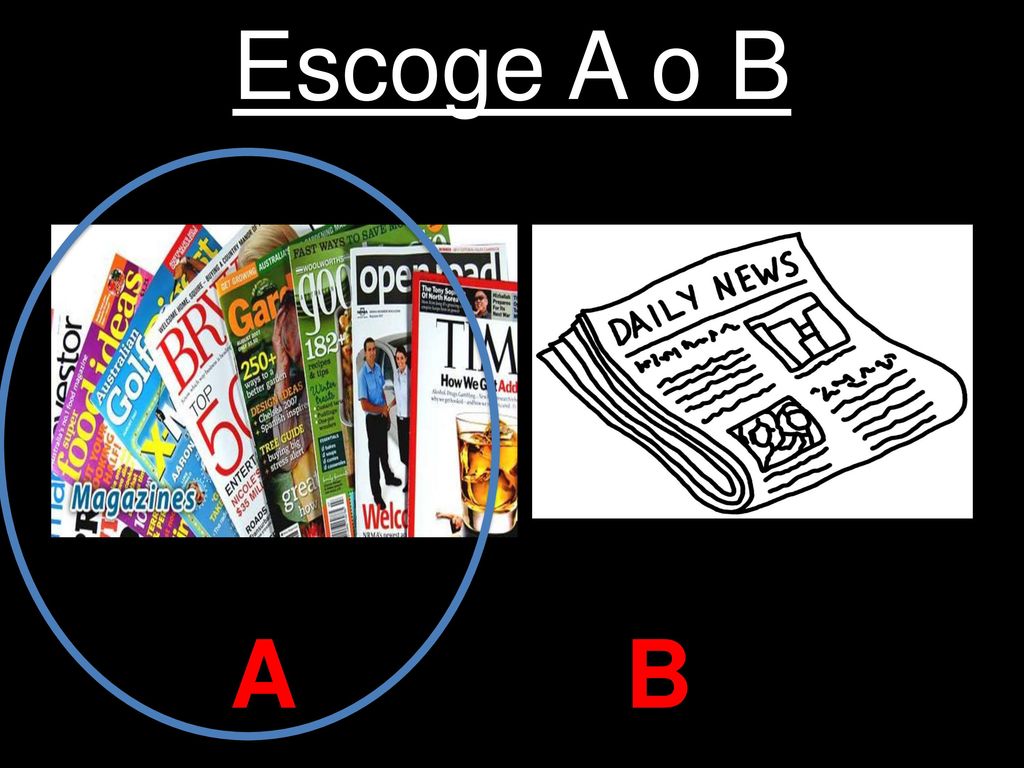 Escoge A o B Tú lees las revistas por la noche. A B