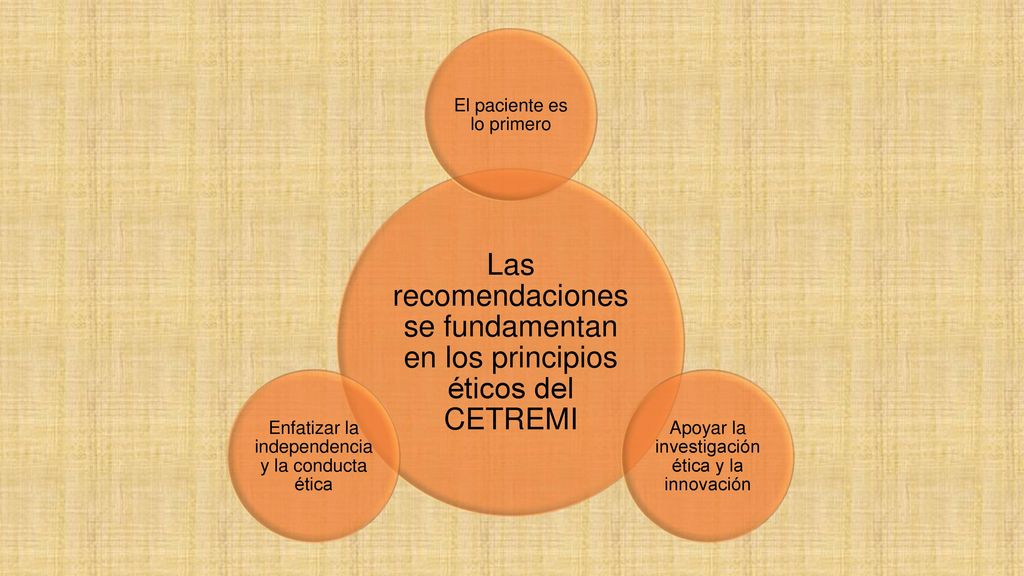 Las recomendaciones se fundamentan en los principios éticos del CETREMI
