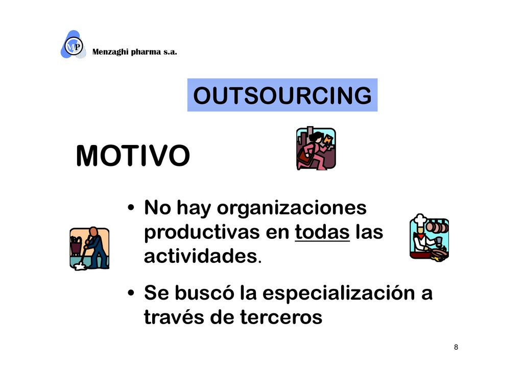 MP Menzaghi pharma s.a. M. OUTSOURCING. MOTIVO. No hay organizaciones productivas en todas las actividades.