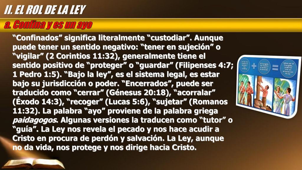 II. EL ROL DE LA LEY a. Confina y es un ayo