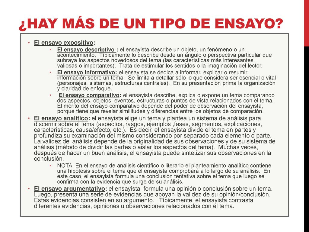 ¿Hay más de un tipo de ensayo