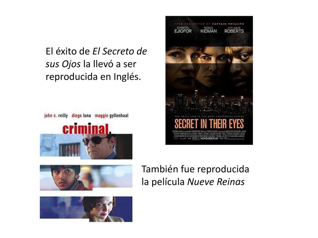 El éxito de El Secreto de sus Ojos la llevó a ser reproducida en Inglés.