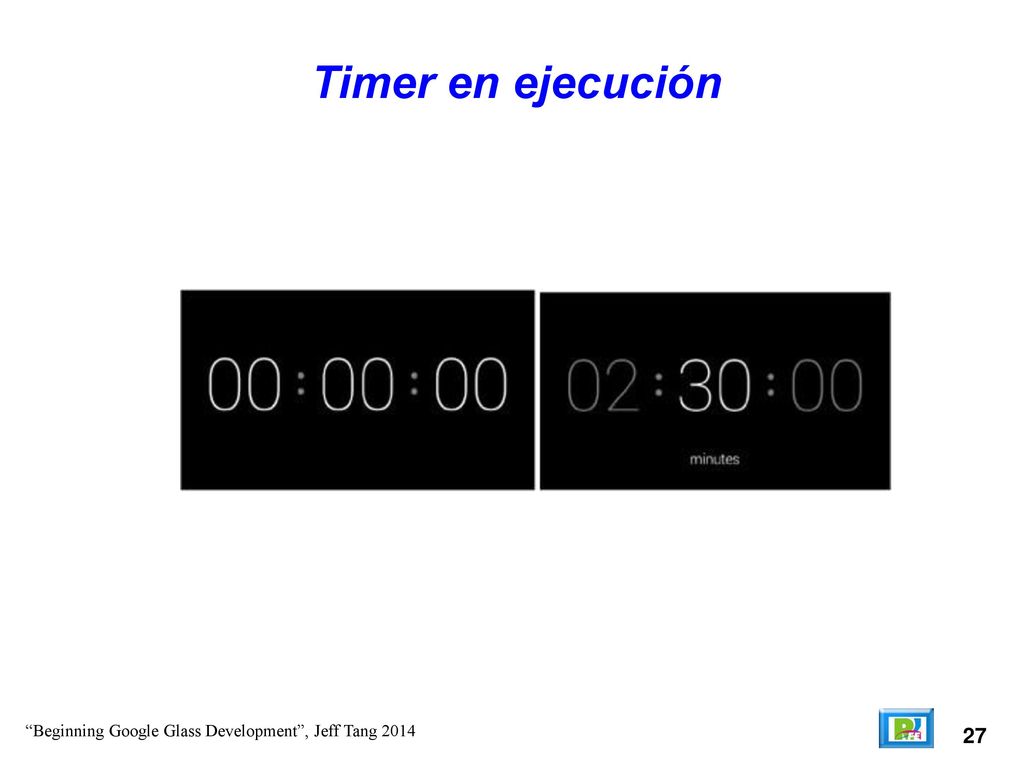 Timer en ejecución Beginning Google Glass Development , Jeff Tang