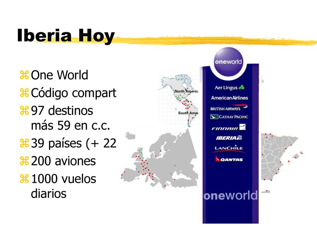 Iberia Hoy One World Código compartido 97 destinos más 59 en c.c.