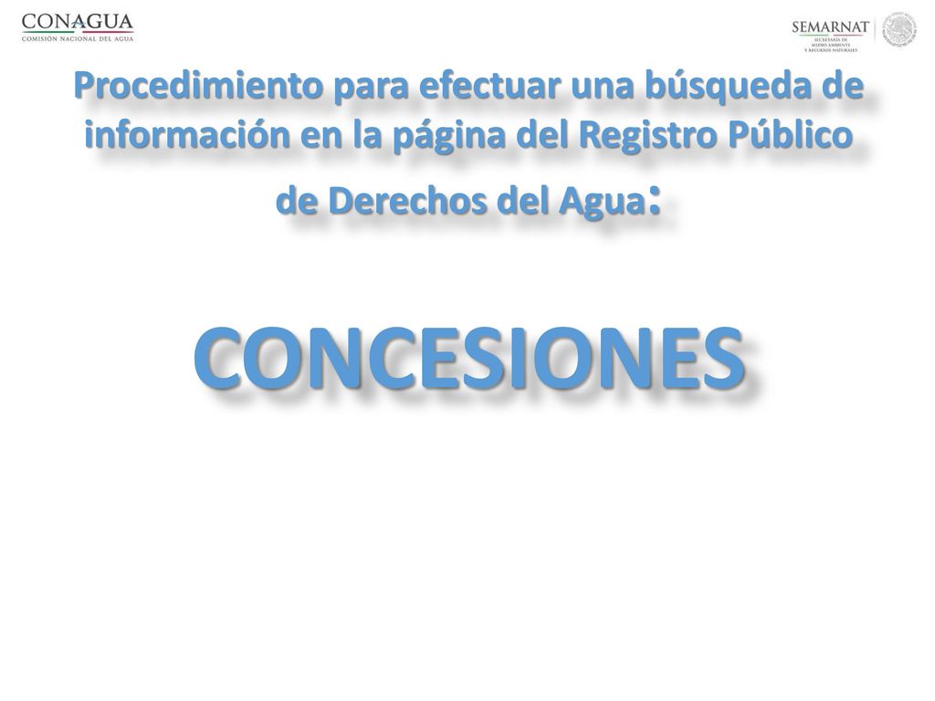 Procedimiento para efectuar una búsqueda de información en la página del Registro Público de Derechos del Agua: