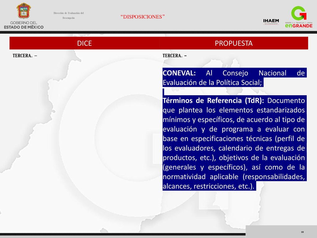 CONEVAL: Al Consejo Nacional de Evaluación de la Política Social;