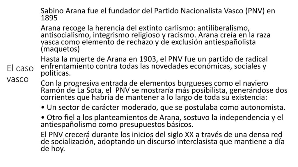 Sabino Arana fue el fundador del Partido Nacionalista Vasco (PNV) en 1895
