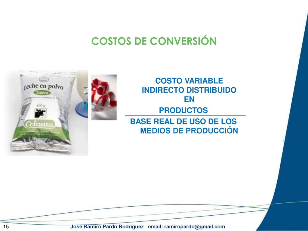 COSTOS DE CONVERSIÓN COSTO VARIABLE INDIRECTO DISTRIBUIDO EN PRODUCTOS