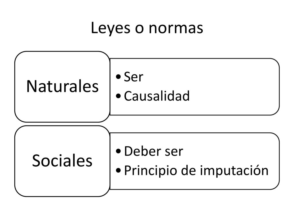 Naturales Sociales Leyes o normas Ser Causalidad Deber ser