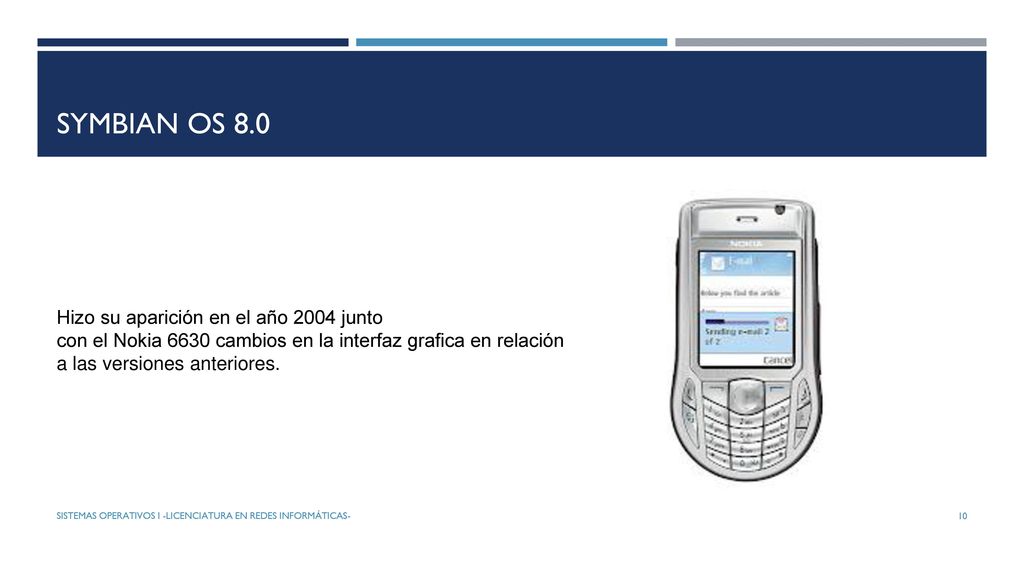 SYMBIAN OS 8.0 Hizo su aparición en el año 2004 junto con el Nokia 6630 cambios en la interfaz grafica en relación a las versiones anteriores.