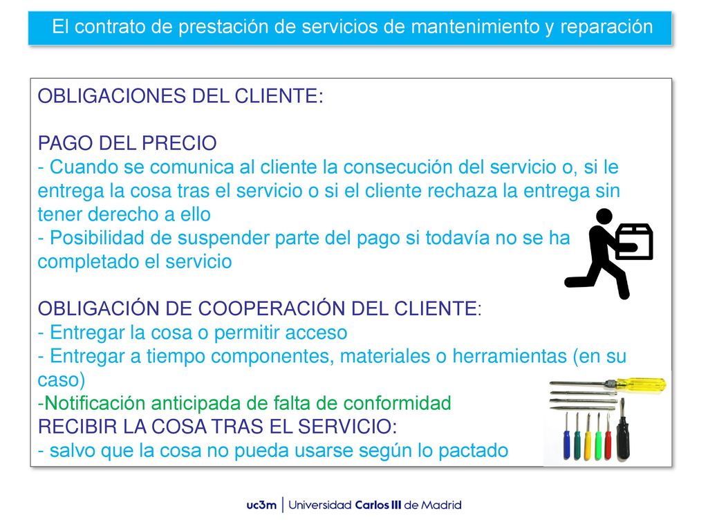El contrato de prestación de servicios de mantenimiento y reparación
