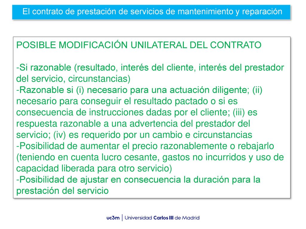 El contrato de prestación de servicios de mantenimiento y reparación