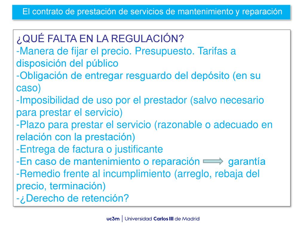 El contrato de prestación de servicios de mantenimiento y reparación