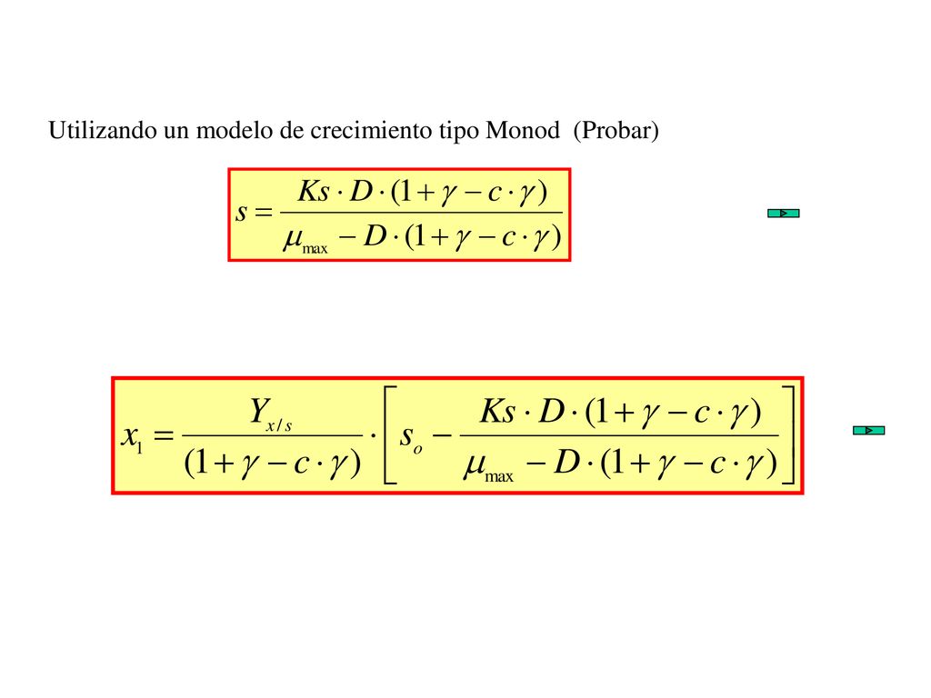 Utilizando un modelo de crecimiento tipo Monod (Probar)