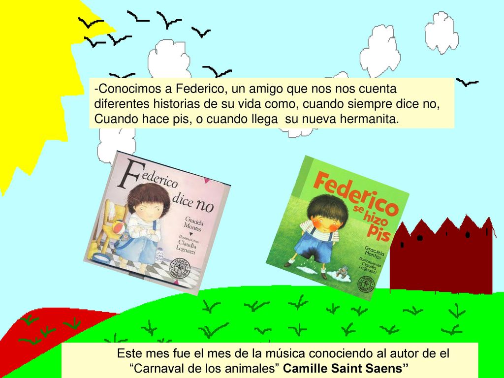 Conocimos a Federico, un amigo que nos nos cuenta diferentes historias de su vida como, cuando siempre dice no, Cuando hace pis, o cuando llega su nueva hermanita.