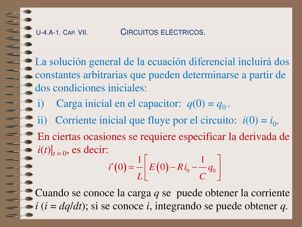 Carga inicial en el capacitor: q(0) = q0 .