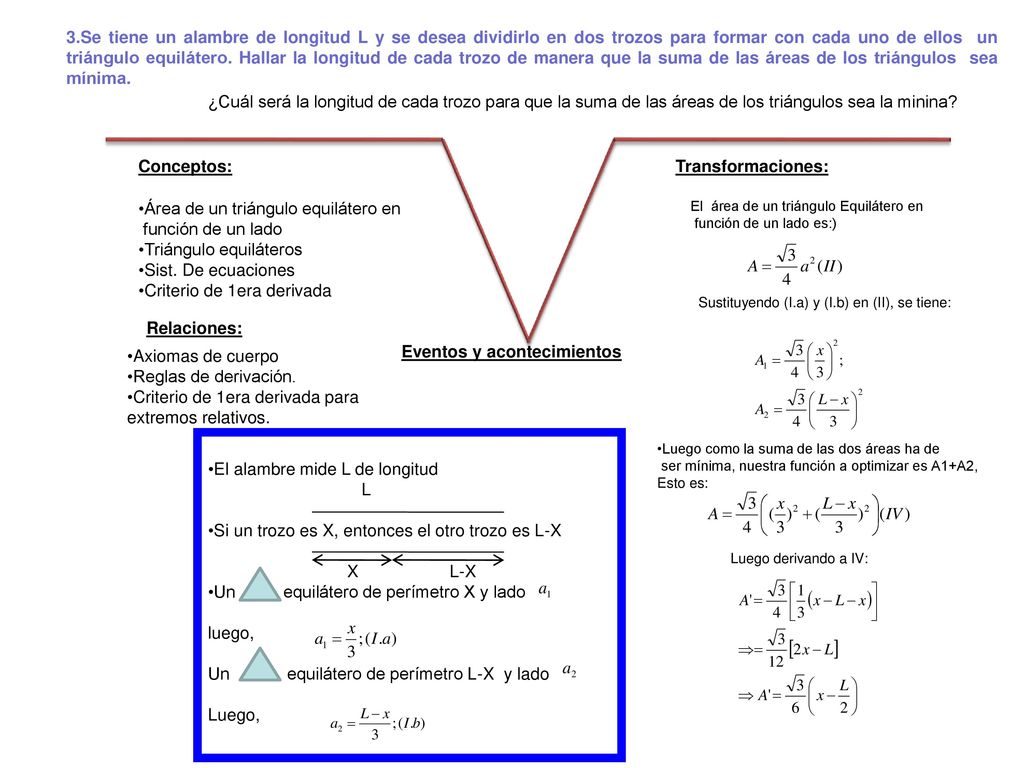 Área de un triángulo equilátero en función de un lado