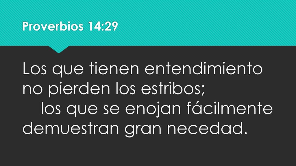 Proverbios 14:29 Los que tienen entendimiento no pierden los estribos; los que se enojan fácilmente demuestran gran necedad.