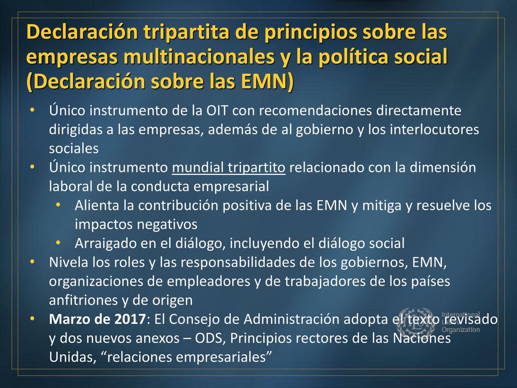 Declaración tripartita de principios sobre las empresas multinacionales y la política social (Declaración sobre las EMN)